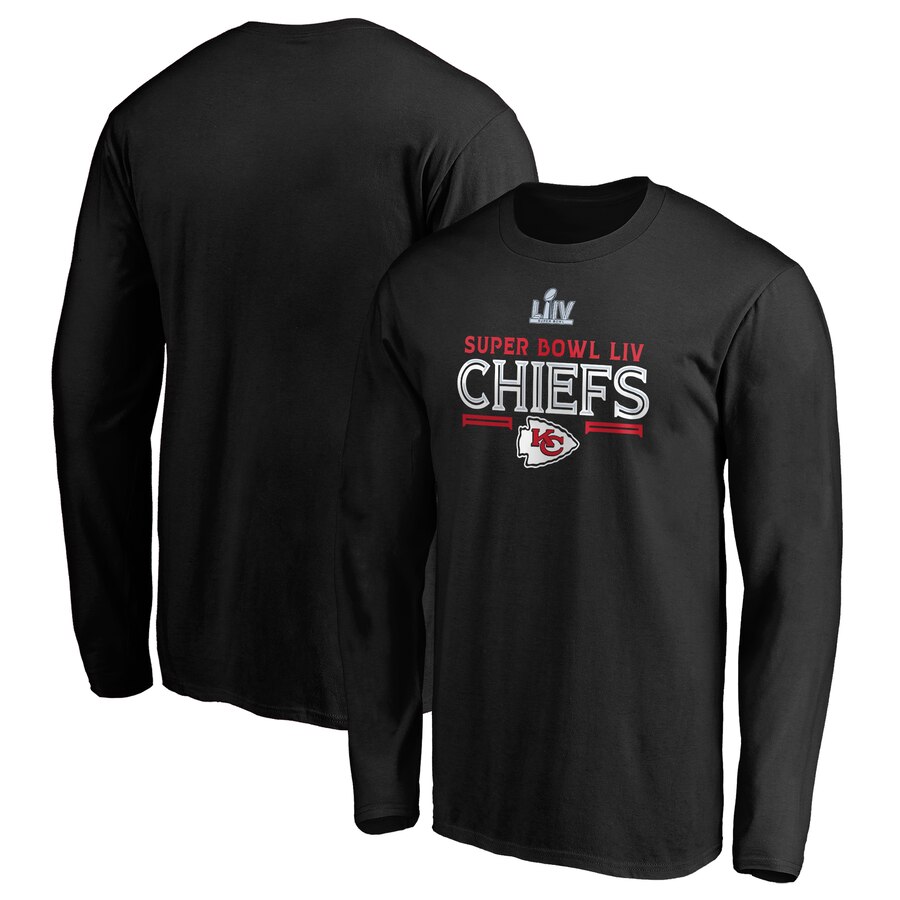 Men's Kansas City Chiefs NFL Black Super Bowl LIV Bound Gridiron Long Sleeve T-Shirt